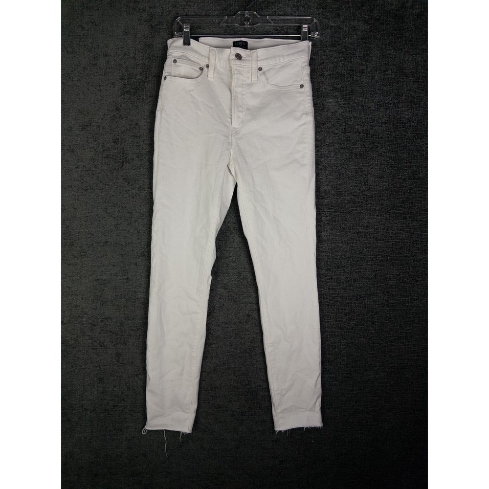 NWT Reimagined J Crew High Rise Skinny Jeans Womens 27 White Denim Cutoff Frayed